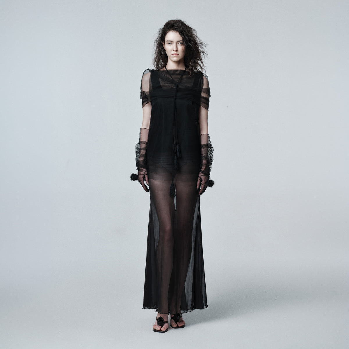 BLACK POEM MESH DRESS