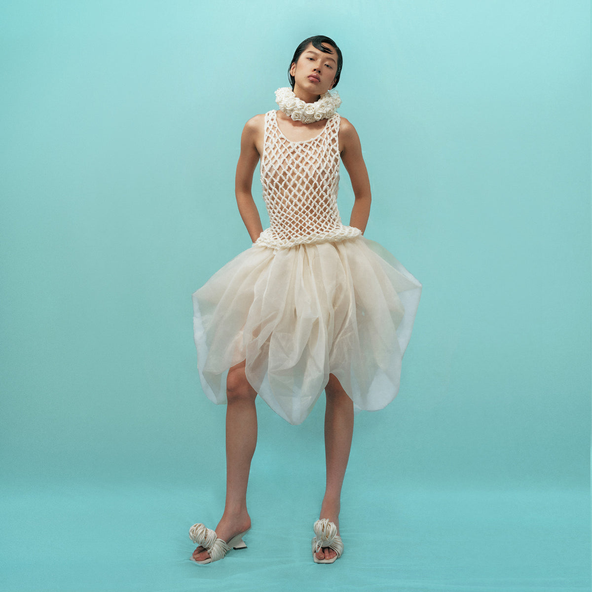 SEAFOAM NETTED TOP