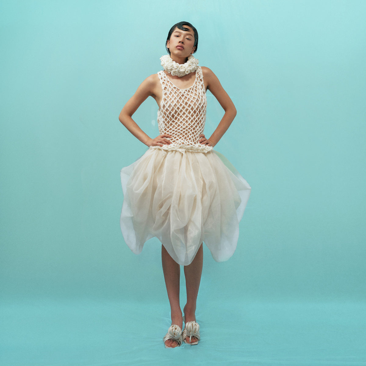 SEAFOAM NETTED TOP