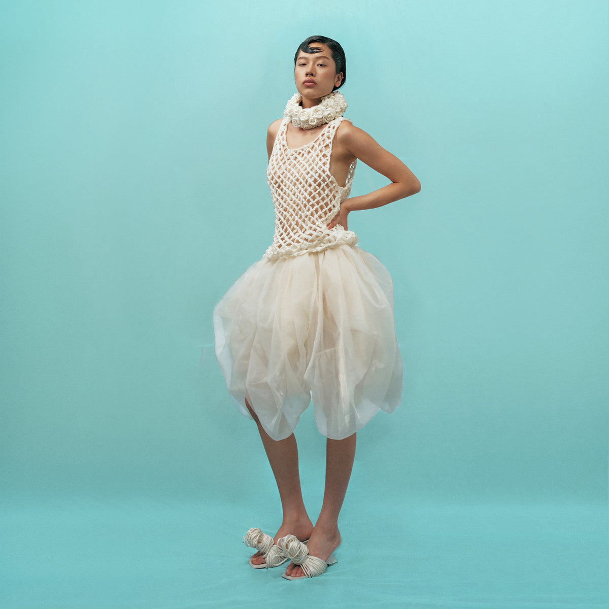 SEAFOAM NETTED TOP
