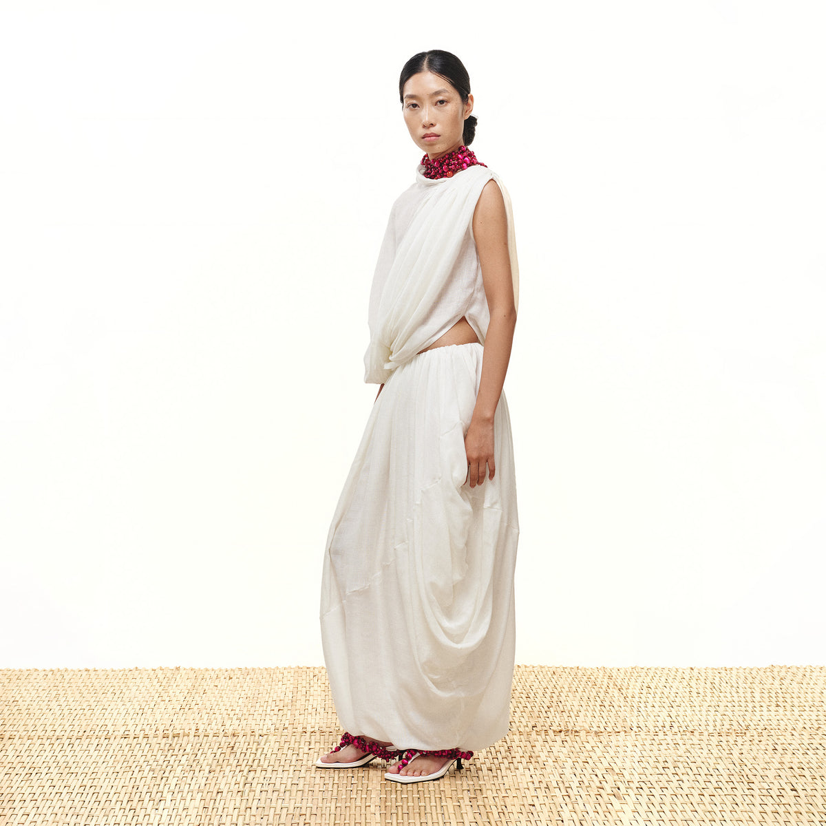 LIA DRAPED MUSLIN SKIRT